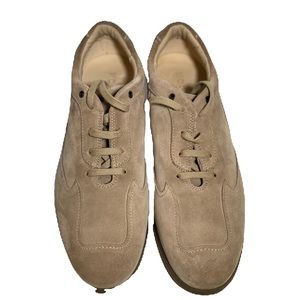 HOGAN Womens Side H Laced Camoscio Sabbia Suede Driving Sneaker Size EU 41/US 11